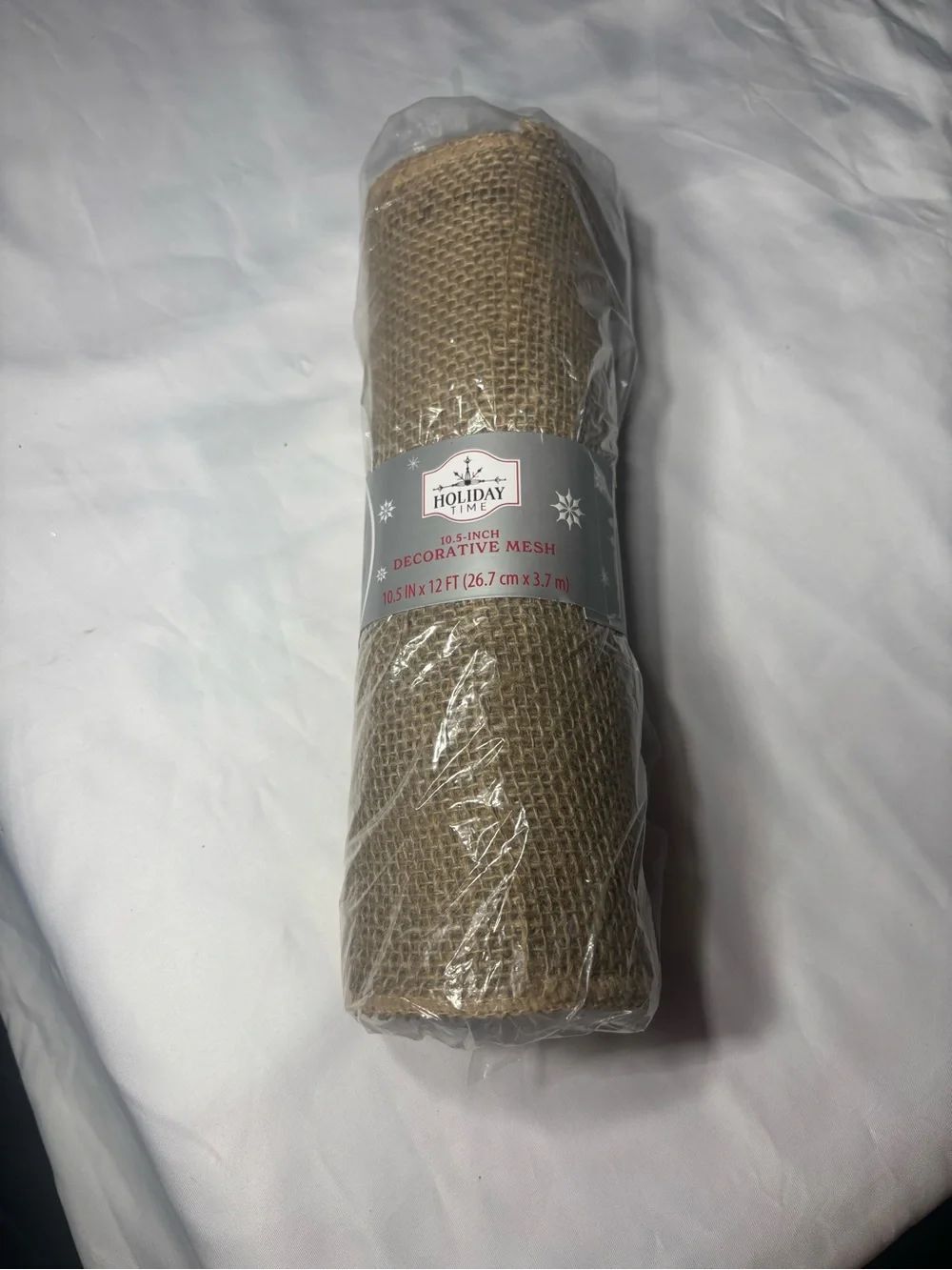 New Holiday Time 10.5" Decorative Burlap Mesh Roll - Natural Tan 10.5” x 12’